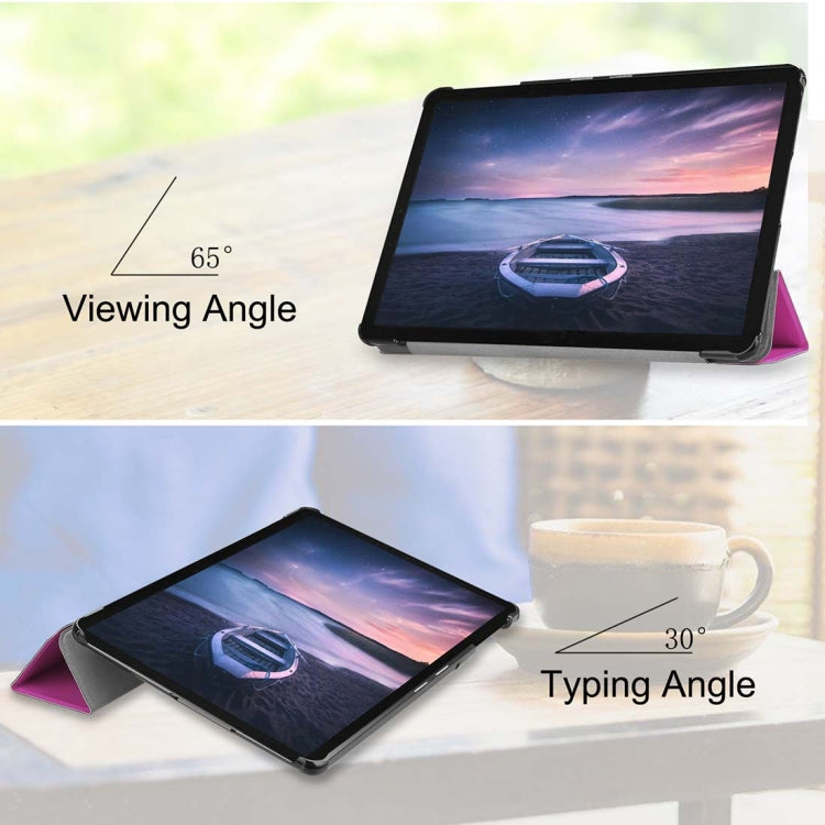 Custer Texture Horizontal Flip PU Leather Case for Galaxy Tab S4 10.5 / T835, with Three-folding Holder & Sleep / Wake-up Function