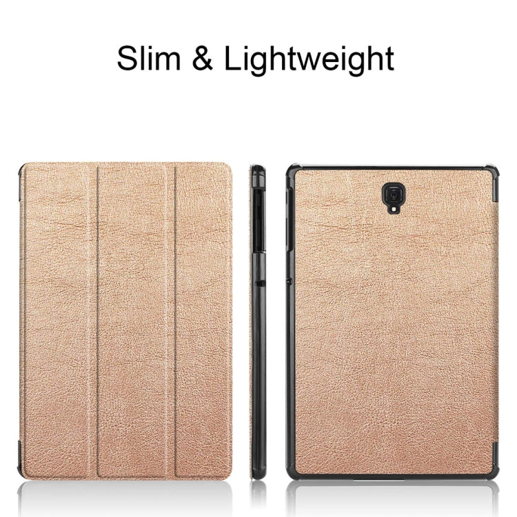 Custer Texture Horizontal Flip PU Leather Case for Galaxy Tab S4 10.5 / T835, with Three-folding Holder & Sleep / Wake-up Function