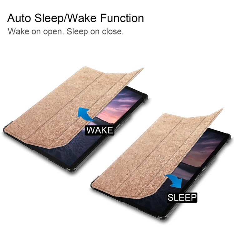 Custer Texture Horizontal Flip PU Leather Case for Galaxy Tab S4 10.5 / T835, with Three-folding Holder & Sleep / Wake-up Function