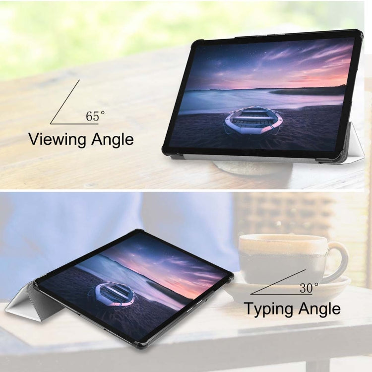 Custer Texture Horizontal Flip PU Leather Case for Galaxy Tab S4 10.5 / T835, with Three-folding Holder & Sleep / Wake-up Function
