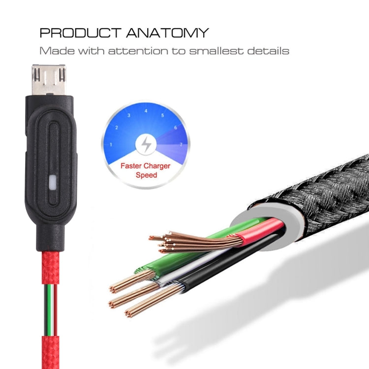 Magnetic Suction Head Micro USB to USB Nylon Braided Charging Data Cable, Length: 1m