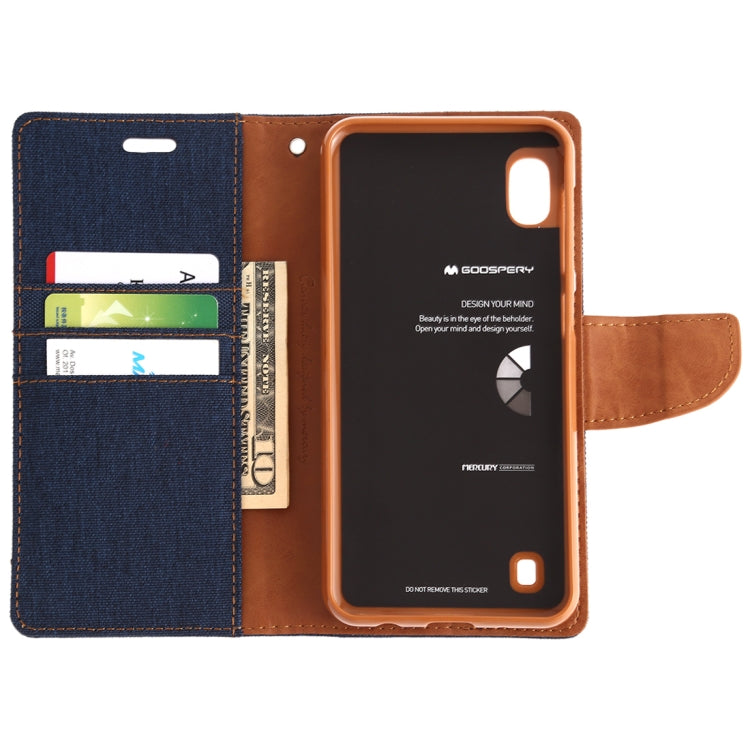 GOOSPERY CANVAS DIARY Canvas Texture Horizontal Flip PU Leather Case for Galaxy A10, with Holder & Card Slots & Wallet