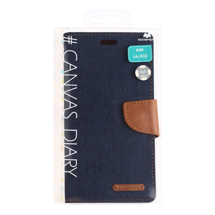 GOOSPERY CANVAS DIARY Canvas Texture Horizontal Flip PU Leather Case for Galaxy A10, with Holder & Card Slots & Wallet
