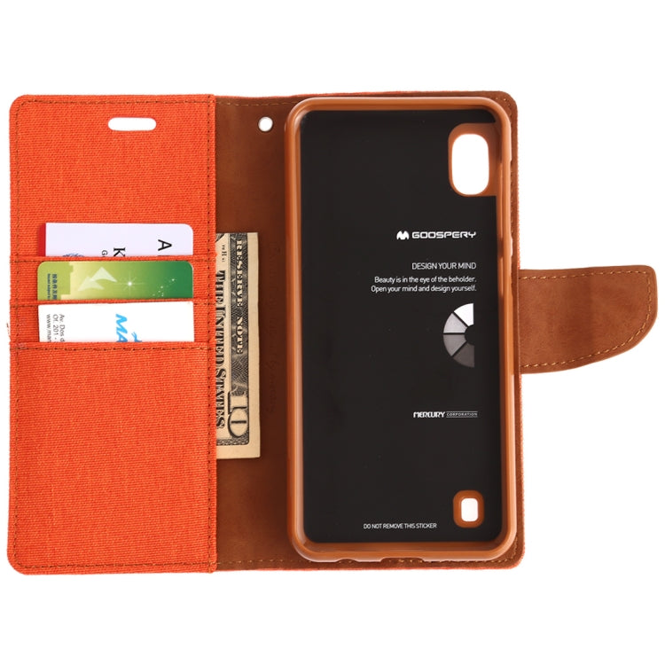 GOOSPERY CANVAS DIARY Canvas Texture Horizontal Flip PU Leather Case for Galaxy A10, with Holder & Card Slots & Wallet