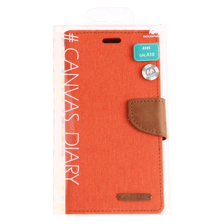 GOOSPERY CANVAS DIARY Canvas Texture Horizontal Flip PU Leather Case for Galaxy A10, with Holder & Card Slots & Wallet