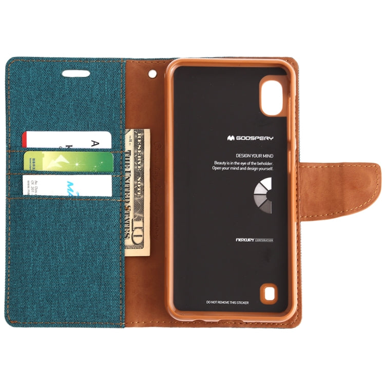 GOOSPERY CANVAS DIARY Canvas Texture Horizontal Flip PU Leather Case for Galaxy A10, with Holder & Card Slots & Wallet