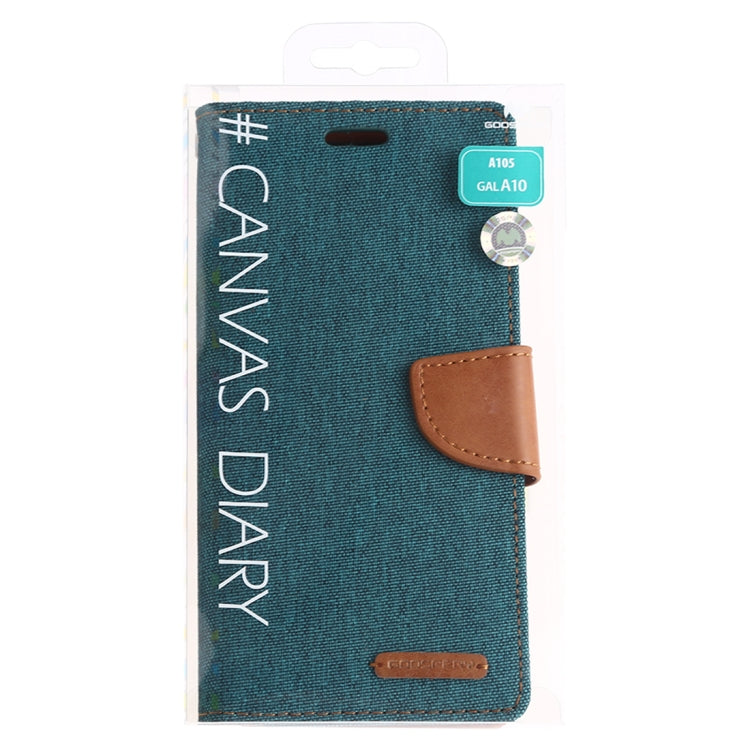 GOOSPERY CANVAS DIARY Canvas Texture Horizontal Flip PU Leather Case for Galaxy A10, with Holder & Card Slots & Wallet