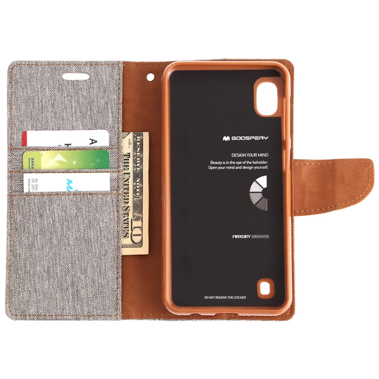 GOOSPERY CANVAS DIARY Canvas Texture Horizontal Flip PU Leather Case for Galaxy A10, with Holder & Card Slots & Wallet
