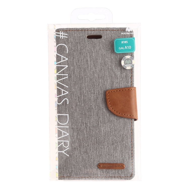 GOOSPERY CANVAS DIARY Canvas Texture Horizontal Flip PU Leather Case for Galaxy A10, with Holder & Card Slots & Wallet