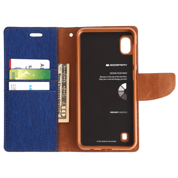 GOOSPERY CANVAS DIARY Canvas Texture Horizontal Flip PU Leather Case for Galaxy A10, with Holder & Card Slots & Wallet