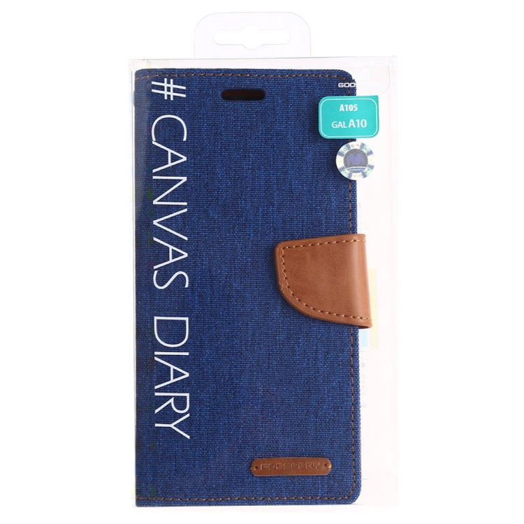 GOOSPERY CANVAS DIARY Canvas Texture Horizontal Flip PU Leather Case for Galaxy A10, with Holder & Card Slots & Wallet