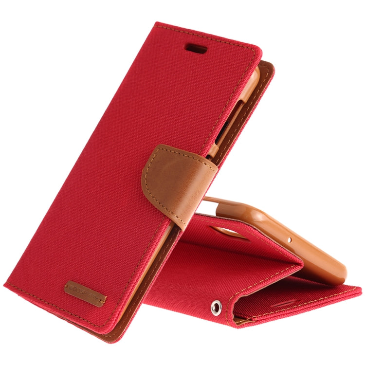 GOOSPERY CANVAS DIARY Canvas Texture Horizontal Flip PU Leather Case for Galaxy A10, with Holder & Card Slots & Wallet