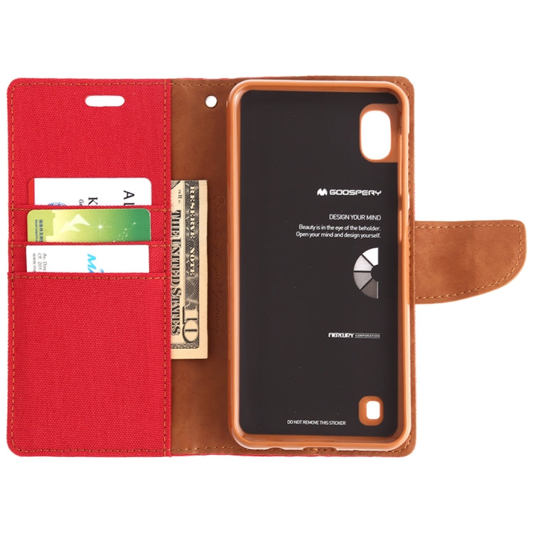 GOOSPERY CANVAS DIARY Canvas Texture Horizontal Flip PU Leather Case for Galaxy A10, with Holder & Card Slots & Wallet
