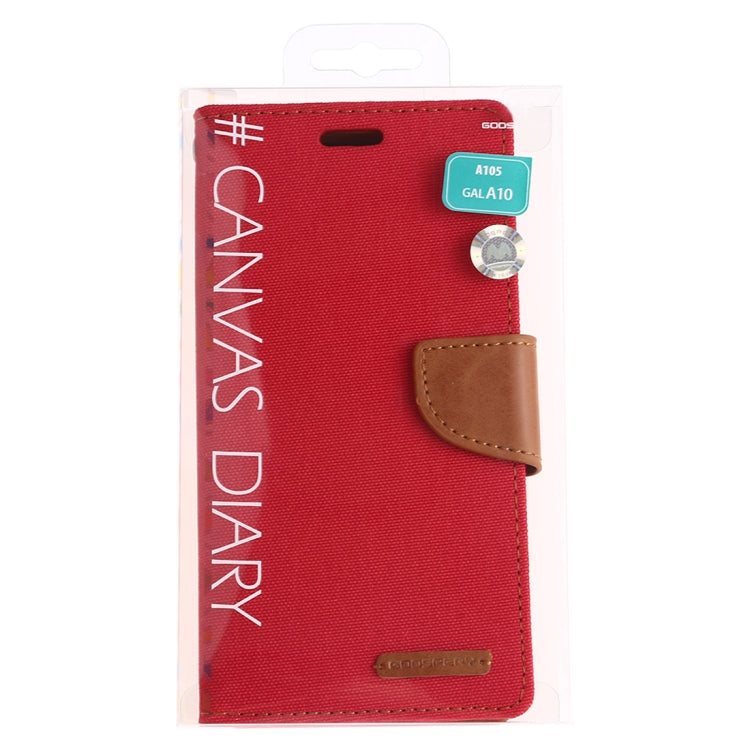 GOOSPERY CANVAS DIARY Canvas Texture Horizontal Flip PU Leather Case for Galaxy A10, with Holder & Card Slots & Wallet
