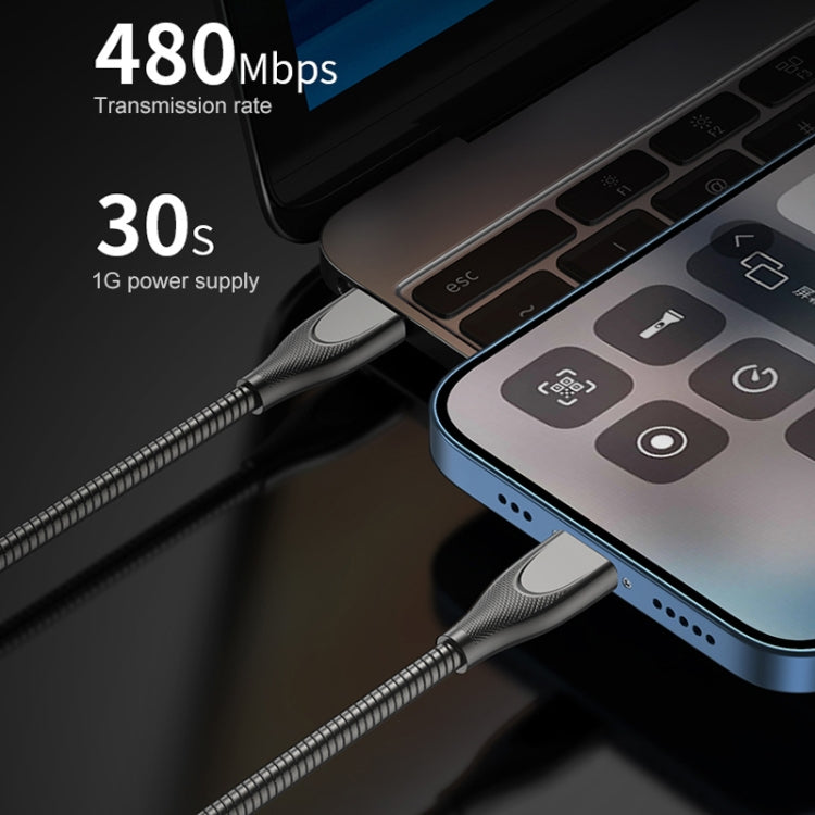 ADC-009 USB to USB-C / Type-C Zinc Alloy Hose Fast Charging Data Cable, Cable Length: 1m