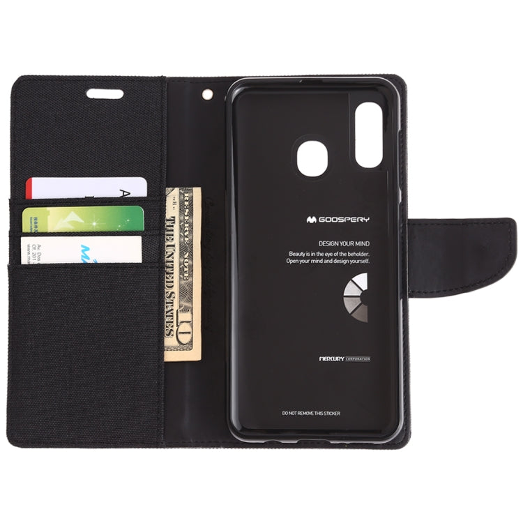 GOOSPERY CANVAS DIARY Canvas Texture Horizontal Flip PU Leather Case for Galaxy A20 / A30, with Holder & Card Slots & Wallet