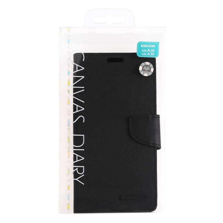 GOOSPERY CANVAS DIARY Canvas Texture Horizontal Flip PU Leather Case for Galaxy A20 / A30, with Holder & Card Slots & Wallet
