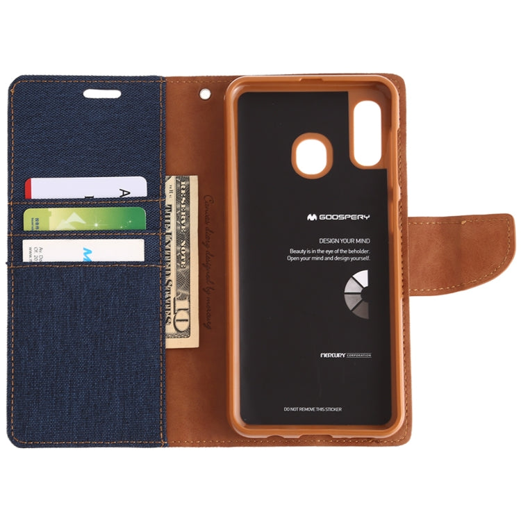 GOOSPERY CANVAS DIARY Canvas Texture Horizontal Flip PU Leather Case for Galaxy A20 / A30, with Holder & Card Slots & Wallet