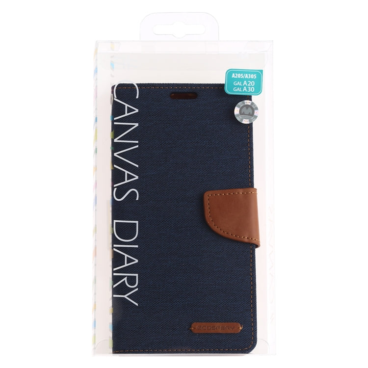GOOSPERY CANVAS DIARY Canvas Texture Horizontal Flip PU Leather Case for Galaxy A20 / A30, with Holder & Card Slots & Wallet