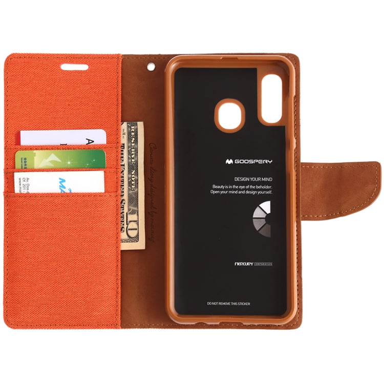 GOOSPERY CANVAS DIARY Canvas Texture Horizontal Flip PU Leather Case for Galaxy A20 / A30, with Holder & Card Slots & Wallet