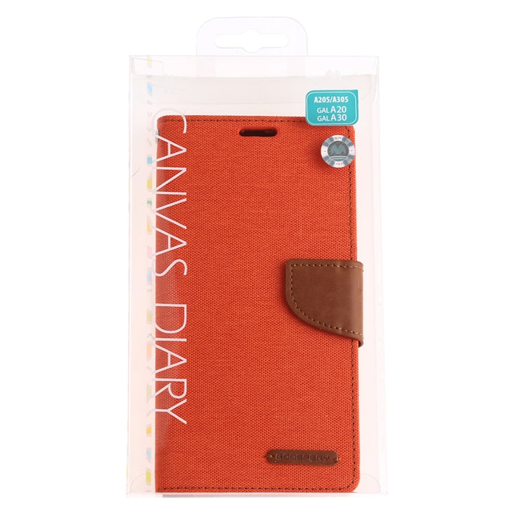 GOOSPERY CANVAS DIARY Canvas Texture Horizontal Flip PU Leather Case for Galaxy A20 / A30, with Holder & Card Slots & Wallet