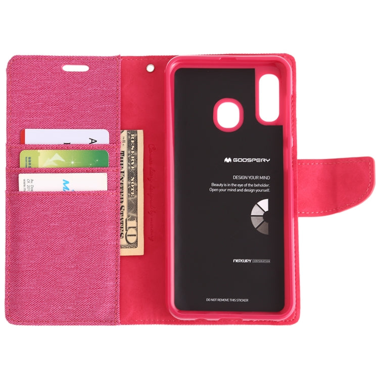 GOOSPERY CANVAS DIARY Canvas Texture Horizontal Flip PU Leather Case for Galaxy A20 / A30, with Holder & Card Slots & Wallet