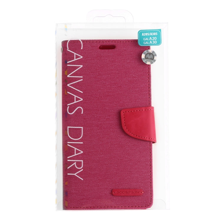 GOOSPERY CANVAS DIARY Canvas Texture Horizontal Flip PU Leather Case for Galaxy A20 / A30, with Holder & Card Slots & Wallet