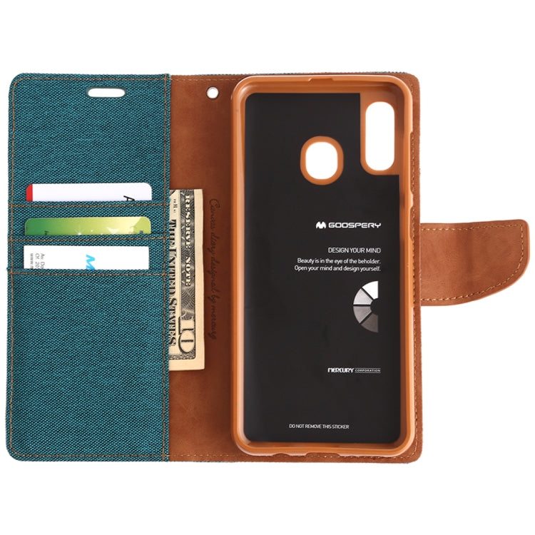 GOOSPERY CANVAS DIARY Canvas Texture Horizontal Flip PU Leather Case for Galaxy A20 / A30, with Holder & Card Slots & Wallet