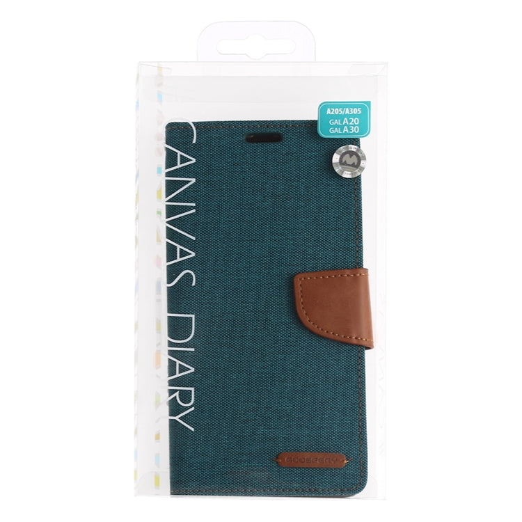 GOOSPERY CANVAS DIARY Canvas Texture Horizontal Flip PU Leather Case for Galaxy A20 / A30, with Holder & Card Slots & Wallet