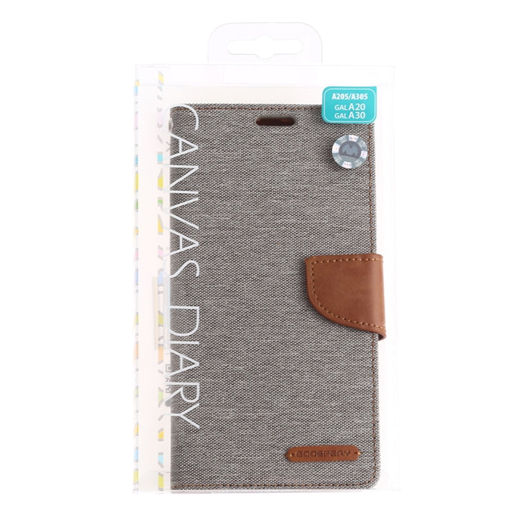 GOOSPERY CANVAS DIARY Canvas Texture Horizontal Flip PU Leather Case for Galaxy A20 / A30, with Holder & Card Slots & Wallet