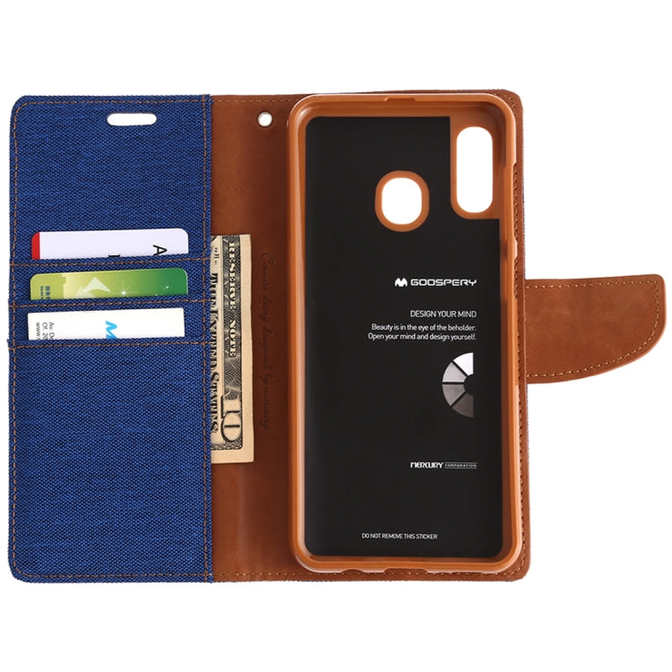 GOOSPERY CANVAS DIARY Canvas Texture Horizontal Flip PU Leather Case for Galaxy A20 / A30, with Holder & Card Slots & Wallet
