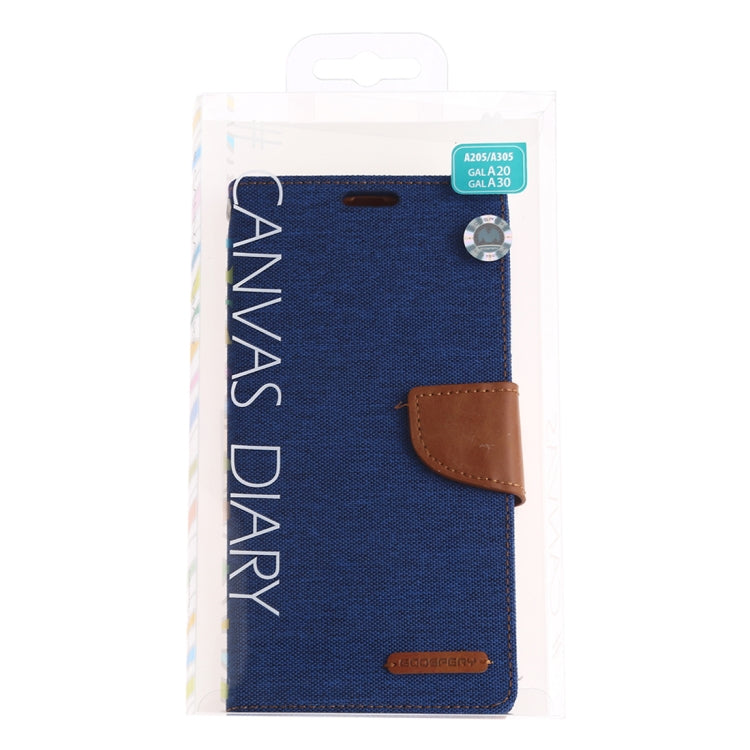GOOSPERY CANVAS DIARY Canvas Texture Horizontal Flip PU Leather Case for Galaxy A20 / A30, with Holder & Card Slots & Wallet