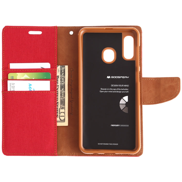 GOOSPERY CANVAS DIARY Canvas Texture Horizontal Flip PU Leather Case for Galaxy A20 / A30, with Holder & Card Slots & Wallet