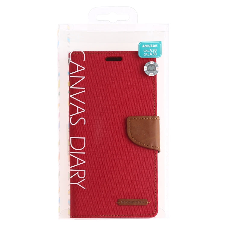 GOOSPERY CANVAS DIARY Canvas Texture Horizontal Flip PU Leather Case for Galaxy A20 / A30, with Holder & Card Slots & Wallet