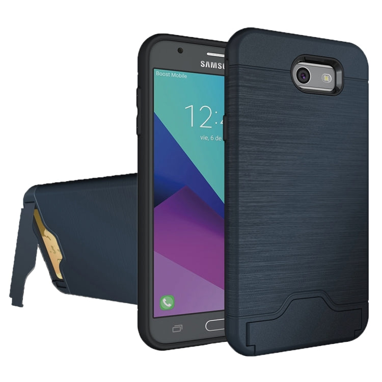 For Galaxy J7 (2017)(US Version) Brushed Texture Separable PC + TPU Protective Combination Back Case with Holder & Card Slot
