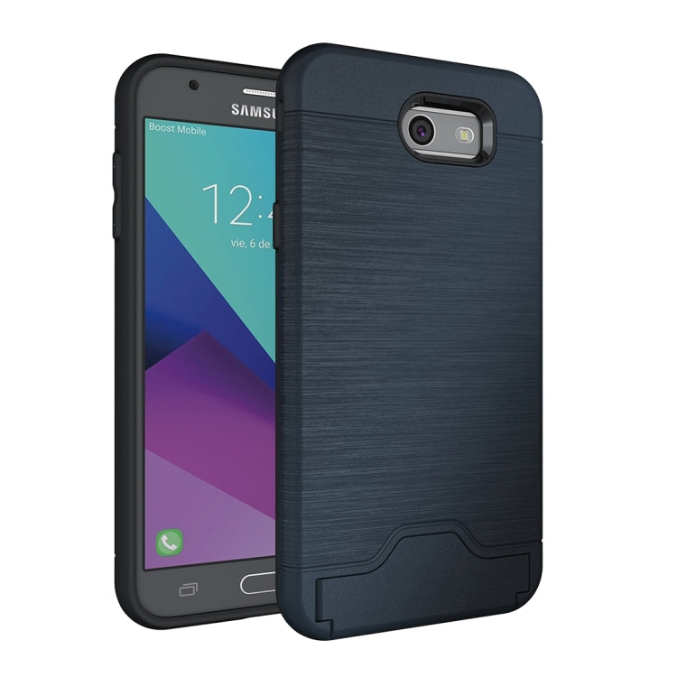 For Galaxy J7 (2017)(US Version) Brushed Texture Separable PC + TPU Protective Combination Back Case with Holder & Card Slot