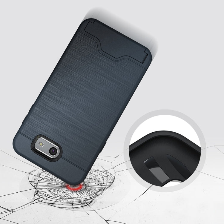 For Galaxy J7 (2017)(US Version) Brushed Texture Separable PC + TPU Protective Combination Back Case with Holder & Card Slot