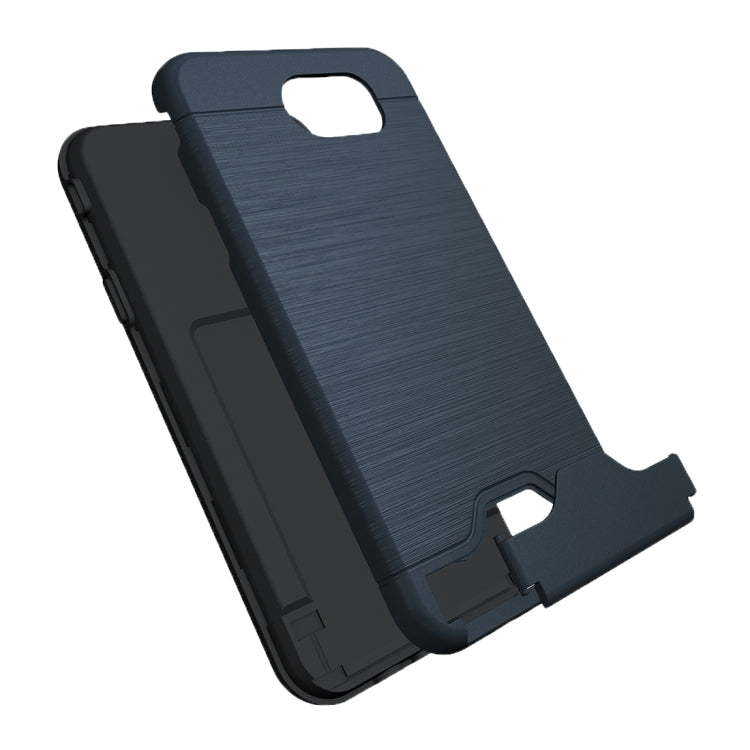 For Galaxy J7 (2017)(US Version) Brushed Texture Separable PC + TPU Protective Combination Back Case with Holder & Card Slot