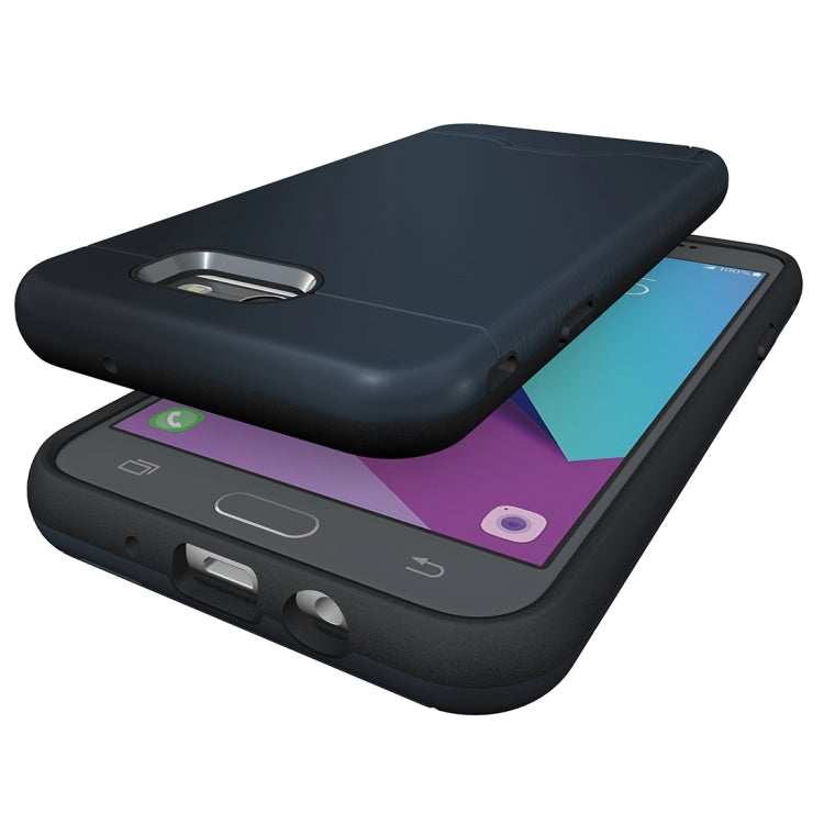 For Galaxy J7 (2017)(US Version) Brushed Texture Separable PC + TPU Protective Combination Back Case with Holder & Card Slot