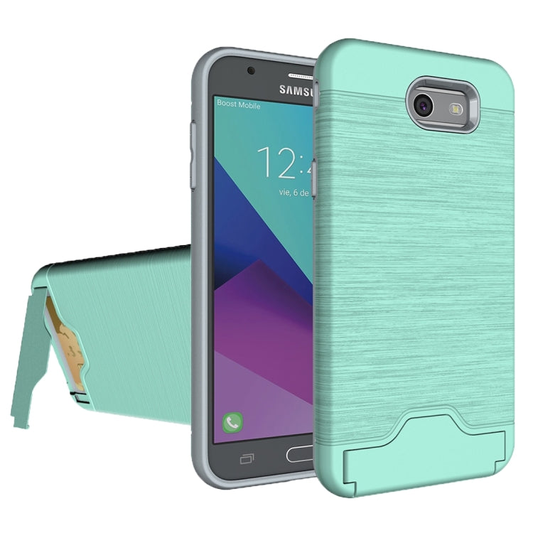 For Galaxy J7 (2017)(US Version) Brushed Texture Separable PC + TPU Protective Combination Back Case with Holder & Card Slot