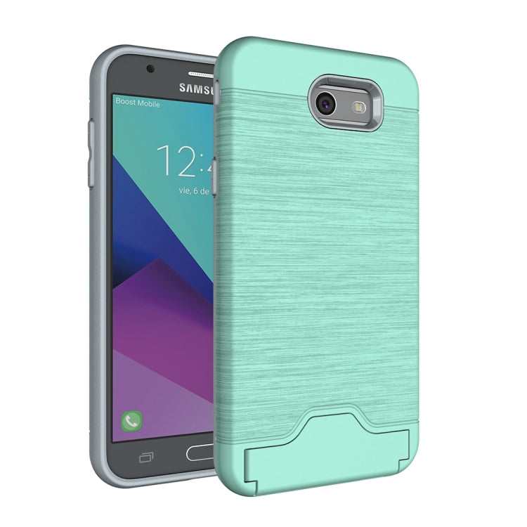 For Galaxy J7 (2017)(US Version) Brushed Texture Separable PC + TPU Protective Combination Back Case with Holder & Card Slot