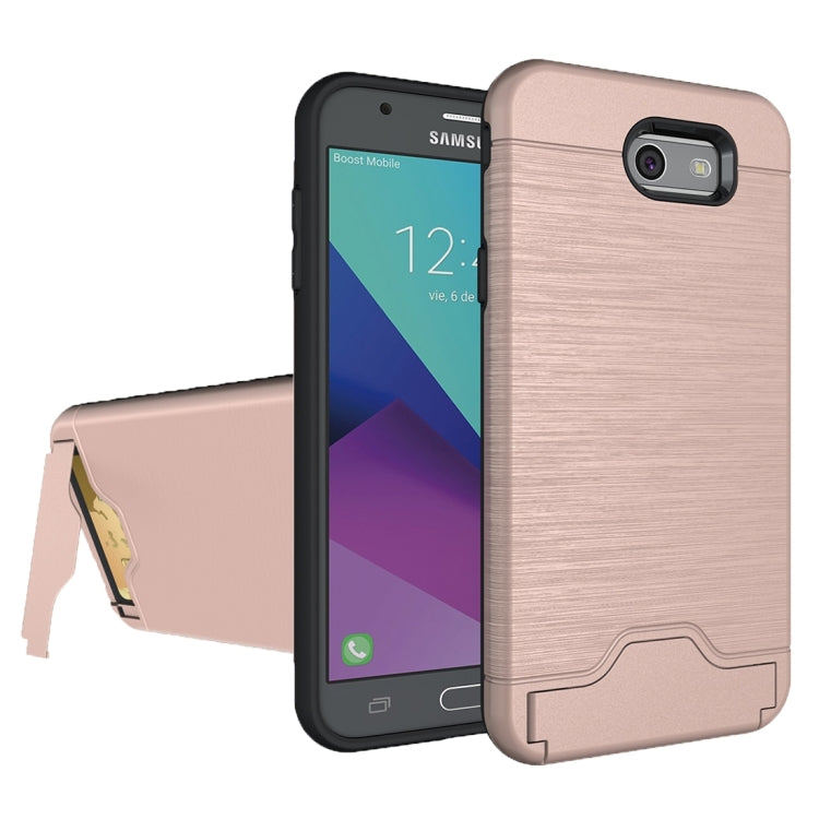 For Galaxy J7 (2017)(US Version) Brushed Texture Separable PC + TPU Protective Combination Back Case with Holder & Card Slot