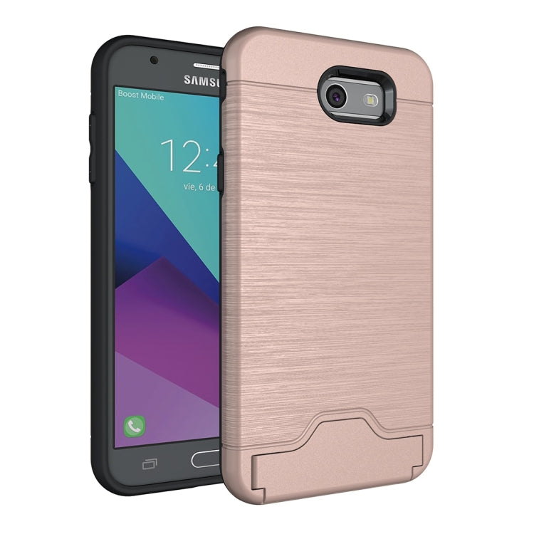 For Galaxy J7 (2017)(US Version) Brushed Texture Separable PC + TPU Protective Combination Back Case with Holder & Card Slot