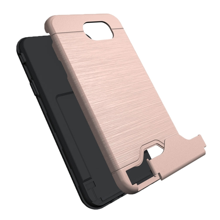 For Galaxy J7 (2017)(US Version) Brushed Texture Separable PC + TPU Protective Combination Back Case with Holder & Card Slot