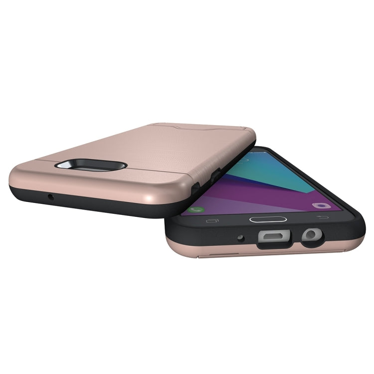 For Galaxy J7 (2017)(US Version) Brushed Texture Separable PC + TPU Protective Combination Back Case with Holder & Card Slot