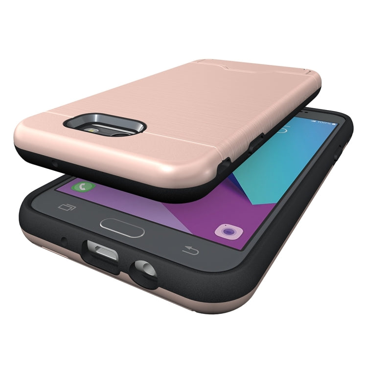 For Galaxy J7 (2017)(US Version) Brushed Texture Separable PC + TPU Protective Combination Back Case with Holder & Card Slot