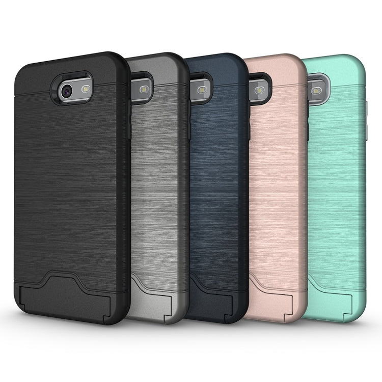 For Galaxy J7 (2017)(US Version) Brushed Texture Separable PC + TPU Protective Combination Back Case with Holder & Card Slot
