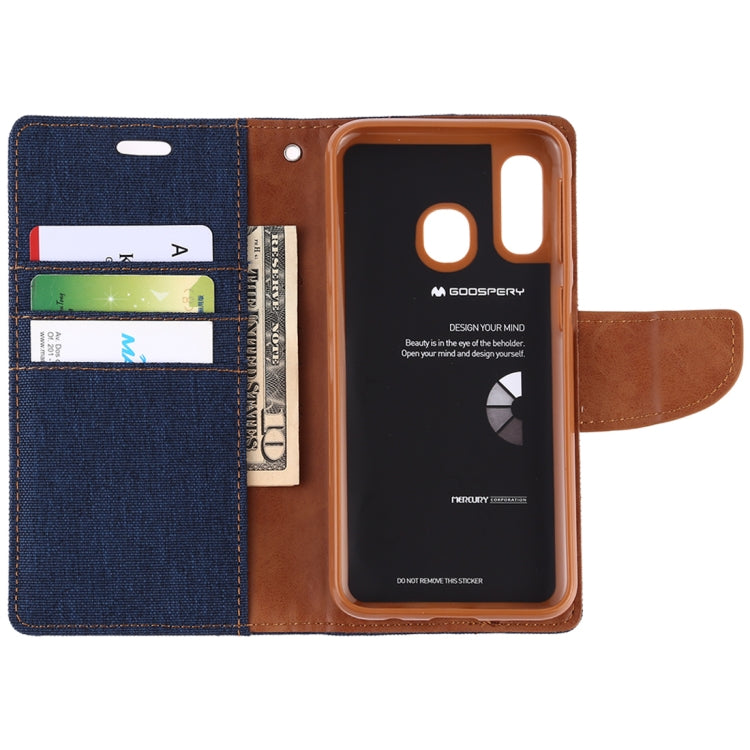 GOOSPERY CANVAS DIARY Canvas Texture Horizontal Flip PU Leather Case for Galaxy A40, with Holder & Card Slots & Wallet
