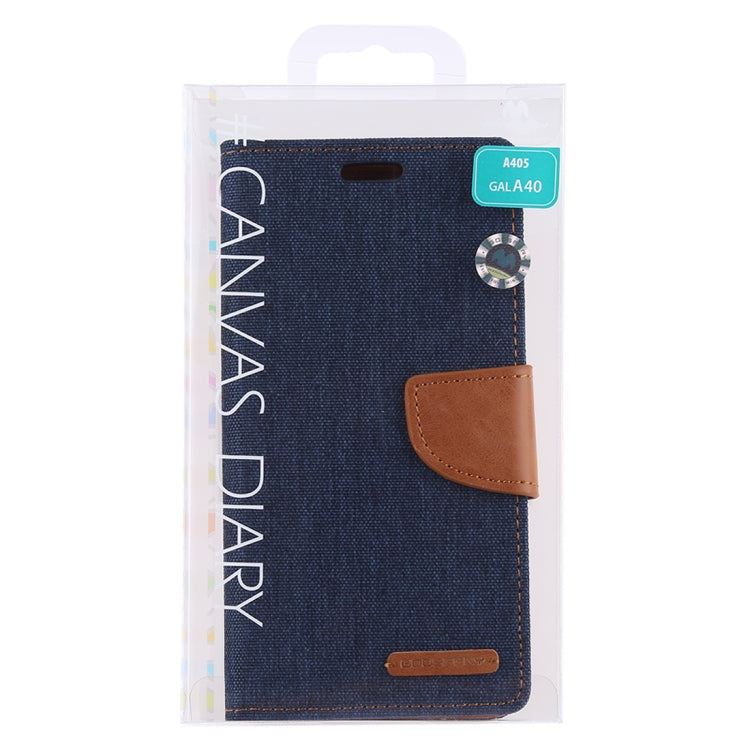 GOOSPERY CANVAS DIARY Canvas Texture Horizontal Flip PU Leather Case for Galaxy A40, with Holder & Card Slots & Wallet