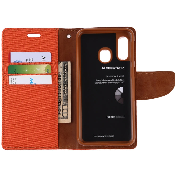 GOOSPERY CANVAS DIARY Canvas Texture Horizontal Flip PU Leather Case for Galaxy A40, with Holder & Card Slots & Wallet